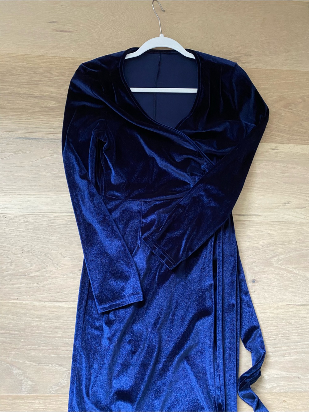 Royal Blue Velvet Wrap Dress